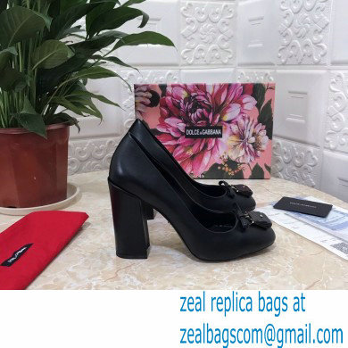 Dolce  &  Gabbana Block Heel 10.5cm Leather Sicily Pumps Black 2021